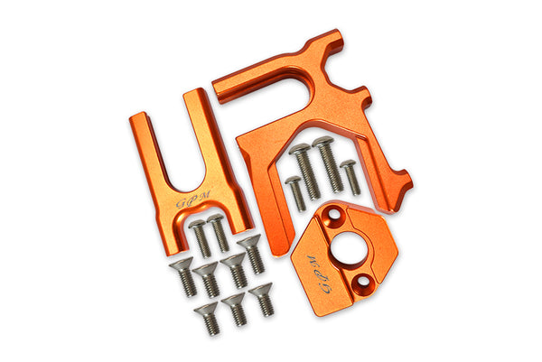 Aluminum Center Differential (Front+Rear) + Motor Mount For Arrma 1:8 KRATON / OUTCAST / NOTORIOUS / TYPHON / TALION / INFRACTION / LIMITLESS / KRATON V5 / NOTORIOUS V5 Upgrades - 3Pc Set Orange