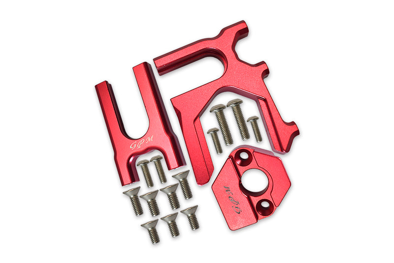 Aluminum Center Differential (Front+Rear) + Motor Mount For Arrma 1:8 KRATON / OUTCAST / NOTORIOUS / TYPHON / TALION / INFRACTION / LIMITLESS / KRATON V5 / NOTORIOUS V5 Upgrades - 3Pc Set Red