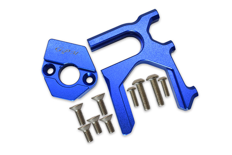 Aluminum Center Differential (Rear) + Motor Mount For Arrma 1:8 KRATON / OUTCAST / NOTORIOUS / TYPHON / TALION / KRATON V5 / NOTORIOUS V5 / 1:7 INFRACTION / INFRACTION V2 / LIMITLESS - 2Pc Set Blue