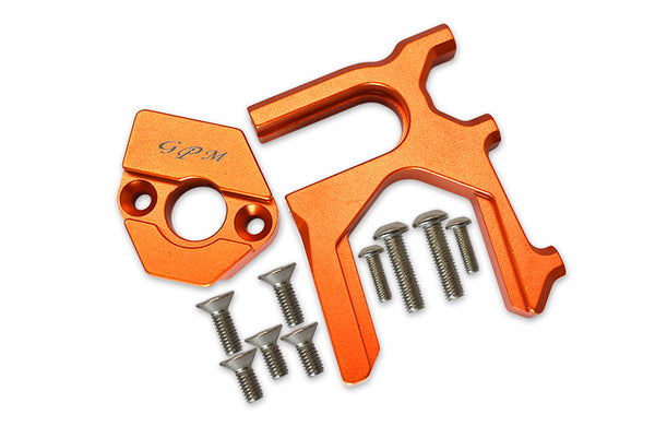 Aluminum Center Differential (Rear) + Motor Mount For Arrma 1:8 KRATON / OUTCAST / NOTORIOUS / TYPHON / TALION / KRATON V5 / NOTORIOUS V5 / 1:7 INFRACTION / INFRACTION V2 / LIMITLESS - 2Pc Set Orange