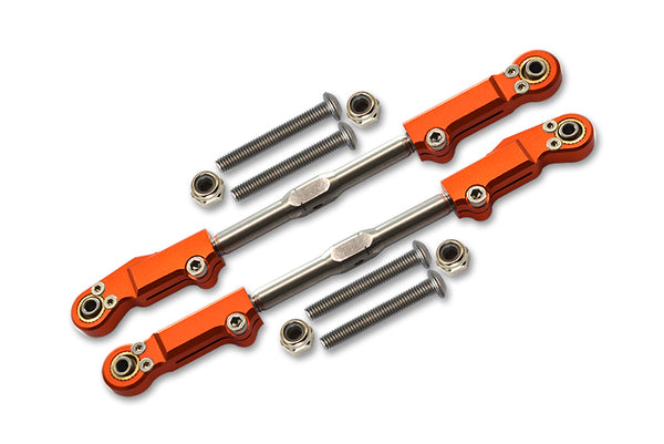 Arrma 1:8 KRATON / NOTORIOUS / OUTCAST / 1:7 FIRETEAM Aluminium + Stainless Steel Rear Upper Arm Tie Rod - 2Pc Set Orange