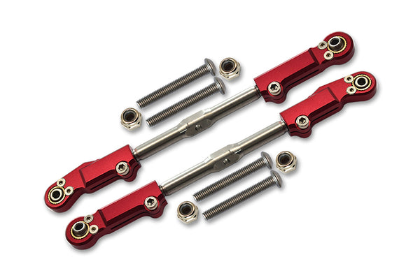 Arrma 1:8 KRATON / NOTORIOUS / OUTCAST / 1:7 FIRETEAM Aluminium + Stainless Steel Rear Upper Arm Tie Rod - 2Pc Set Red