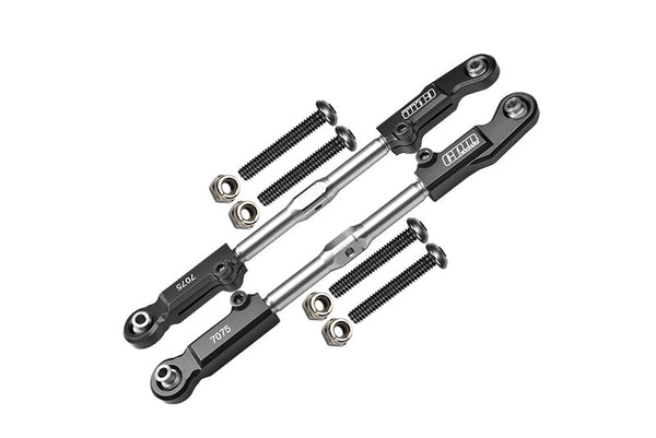 Aluminum 7075-T6 + Stainless Steel Rear Camber Links For Arrma 1:8 KRATON 6S / OUTCAST 6S / TALION 6S / NOTORIOUS 6S / KRATON EXB / KRATON 6S V5 / NOTORIOUS 6S V5 / 1:7 FIRETEAM 6S Upgrades - Black