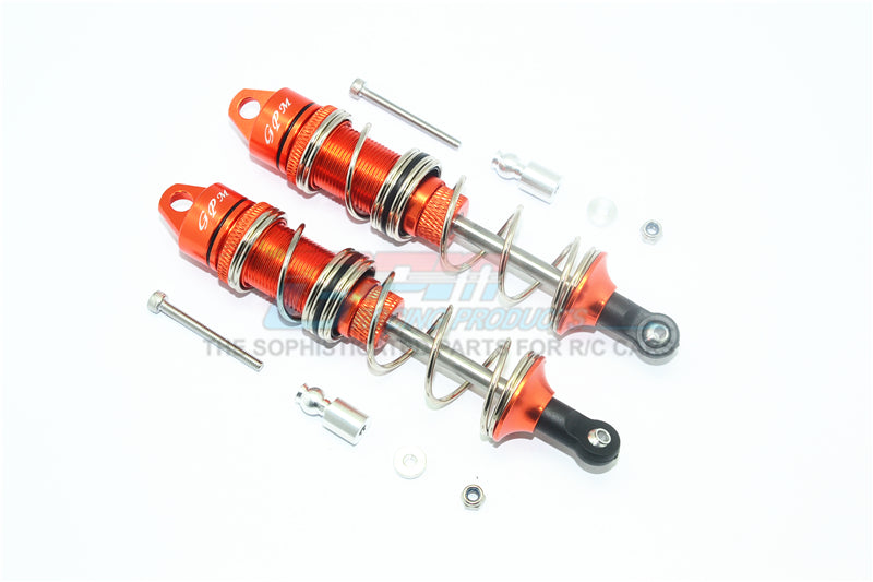 Aluminum Front Double Section Spring Dampers 115mm for Arrma 1:8 KRATON 6S / OUTCAST 6S / NOTORIOUS 6S / KRATON 6S V5 / NOTORIOUS 6S V5 / 1:7 FIRETEAM - 1Pr Set Orange