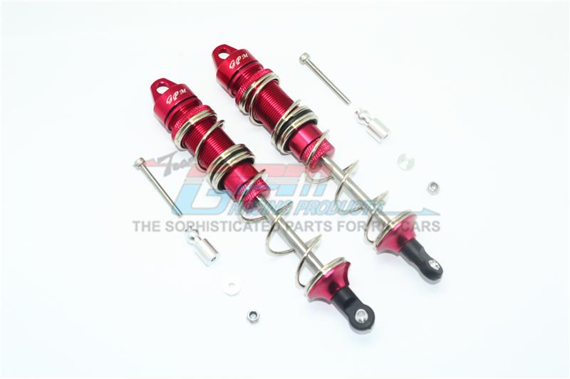 Arrma KRATON / OUTCAST / TALION 6S BLX Aluminum Rear Adjustable Dampers 135mm (Silver Spring) - 1Pr Set Red