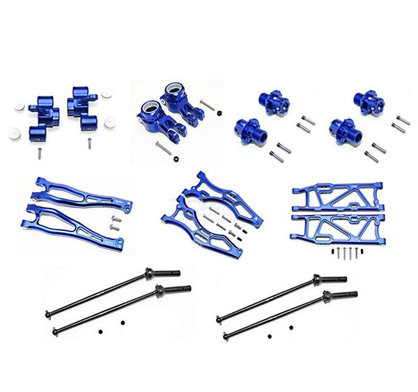 Arrma KRATON 6S BLX / OUTCAST 6S BLX Aluminum F Upper + Lower Arms, R Lower Arms, F+R Knuckle Arms, CVD Drive Shaft, 13mm Hex - Combo Pack 56Pc Set Blue