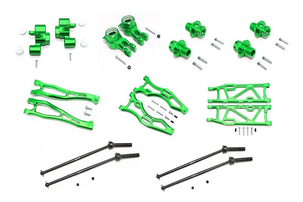 Arrma KRATON / OUTCAST / NOTORIOUS 6S BLX Aluminum F Upper + Lower Arms, R Lower Arms, F+R Knuckle Arms, CVD Drive Shaft, 13mm Hex - Combo Pack 56Pc Set Green