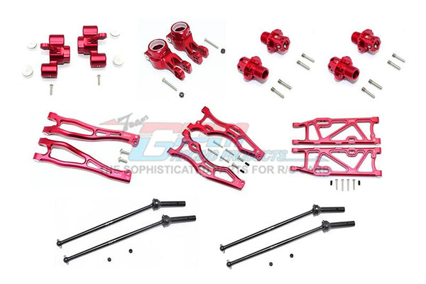 Arrma KRATON 6S BLX / OUTCAST 6S BLX Aluminum F Upper + Lower Arms, R Lower Arms, F+R Knuckle Arms, CVD Drive Shaft, 13mm Hex - Combo Pack 56Pc Set Red