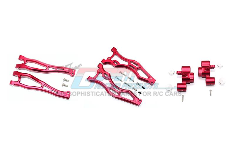 Arrma KRATON 6S BLX / OUTCAST 6S BLX Aluminum Front Upper & Lower Arms + Front Knuckle Arms - 22Pc Set Red