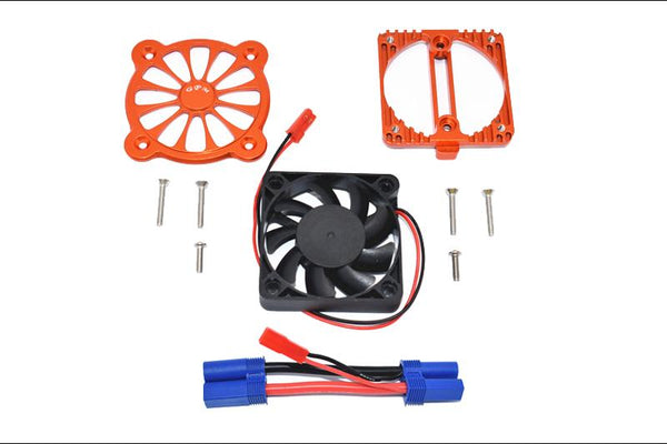 Arrma 1:10 KRATON 4S BLX / SENTON 3S BLX Aluminum Motor Heatsink With Cooling Fan - 1 Set Orange