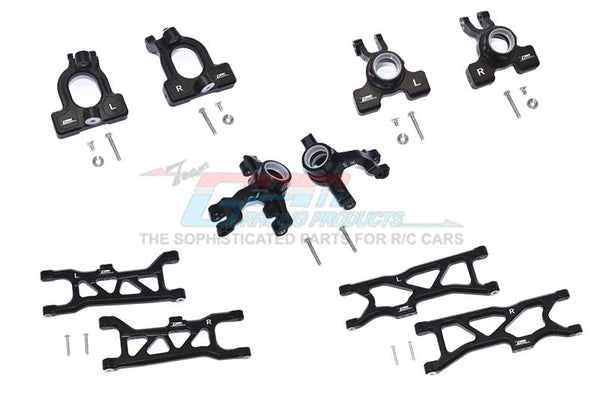 Arrma 1/10 KRATON 4S BLX Aluminum Front C-Hubs + Front & Rear Knuckle Arms + Front & Rear Lower Arms - 28Pc Set Black