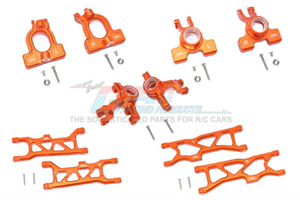 Arrma 1/10 KRATON 4S BLX Aluminum Front C-Hubs + Front & Rear Knuckle Arms + Front & Rear Lower Arms - 28Pc Set Orange