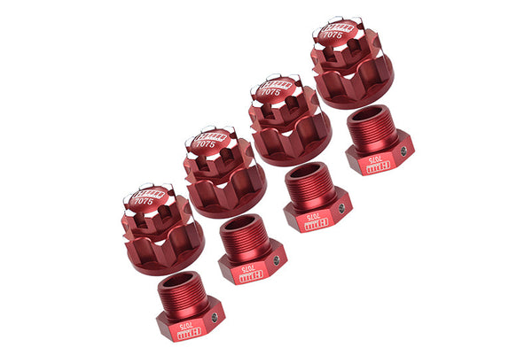 Aluminum 7075-T6 Wheel Lock + Wheel Hex For Arrma 1:5 4WD KRATON 8S BLX / OUTCAST 8S BLX / KRATON EXB / OUTCAST EXB Upgrades - Red