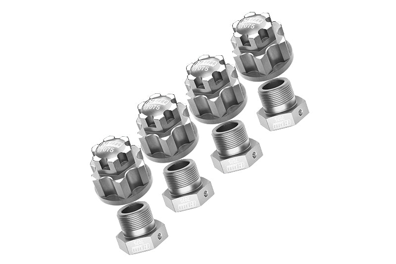 Aluminum 7075-T6 Wheel Lock + Wheel Hex For Arrma 1:5 4WD KRATON 8S BLX / OUTCAST 8S BLX / KRATON EXB / OUTCAST EXB Upgrades - Silver