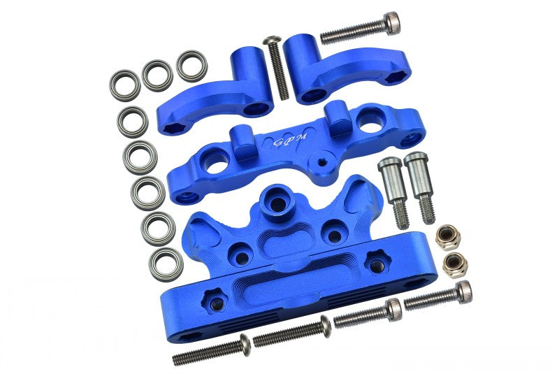 Aluminum Steering Assembly For Arrma 1:5 KRATON 8S BLX / OUTCAST 8S BLX / KRATON EXB Roller - 22Pc Set Blue
