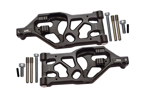 Aluminum Front Lower Arms For Arrma 1:5 KRATON 8S BLX / OUTCAST 8S BLX / KRATON EXB Roller - 2Pc Set Black