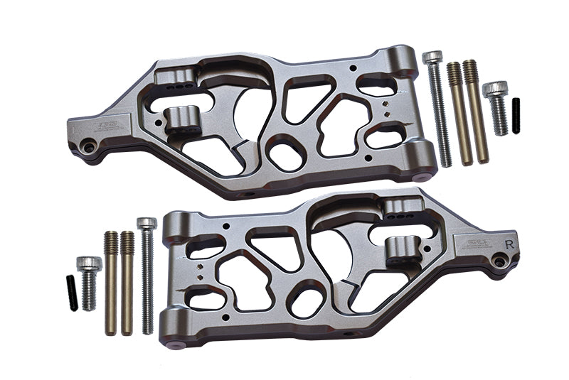 Aluminum Front Lower Arms For Arrma 1:5 KRATON 8S BLX / OUTCAST 8S BLX / KRATON EXB Roller - 2Pc Set Gray Silver
