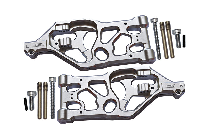 Aluminum Front Lower Arms For Arrma 1:5 KRATON 8S BLX / OUTCAST 8S BLX / KRATON EXB Roller - 2Pc Set Silver