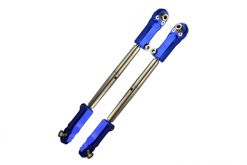 Aluminum + Stainless Steel Adjustable Front Steering Tie Rod For Arrma 1:5 KRATON 8S BLX / OUTCAST 8S BLX / KRATON EXB Roller - 2Pc Set Blue