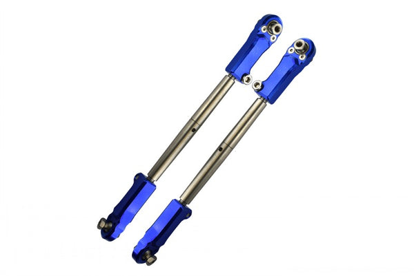 Aluminum + Stainless Steel Adjustable Front Steering Tie Rod For Arrma 1:5 KRATON 8S BLX / OUTCAST 8S BLX / KRATON EXB Roller - 2Pc Set Blue