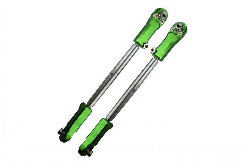 Aluminum + Stainless Steel Adjustable Front Steering Tie Rod For Arrma 1:5 KRATON 8S BLX / OUTCAST 8S BLX / KRATON EXB Roller - 2Pc Set Green