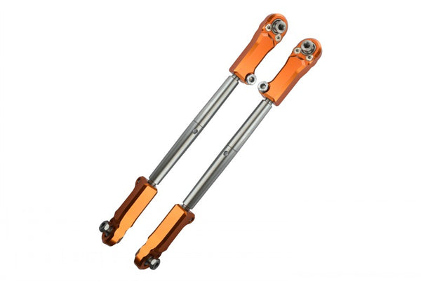 Aluminum + Stainless Steel Adjustable Front Steering Tie Rod For Arrma 1:5 KRATON 8S BLX / OUTCAST 8S BLX / KRATON EXB Roller - 2Pc Set Orange