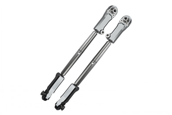 Aluminum + Stainless Steel Adjustable Front Steering Tie Rod For Arrma 1:5 KRATON 8S BLX / OUTCAST 8S BLX / KRATON EXB Roller - 2Pc Set Silver