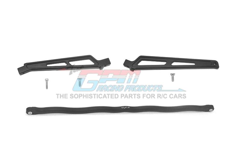 Arrma Talion 6S BLX (ARA106048) Aluminum Center Brace Bar + Chassis Brace - 3Pc Set Black