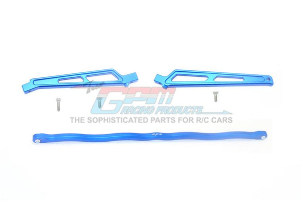 Arrma Talion 6S BLX (ARA106048) Aluminum Center Brace Bar + Chassis Brace - 3Pc Set Blue