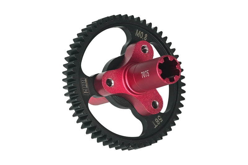 Medium Carbon Steel 56T Spur Gear 0.8 Module/32 Pitch For Arrma  1:10 KRATON 4S / SENTON 3S / VORTEKS 3S / OUTCAST 4S /  BIG ROCK V3 / GRANITE 3S / 1:8 VENDETTA 3S / INFRACTION V3 / TYPHON 3S - Red