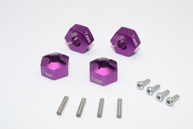 Tamiya MF01X & M06 Aluminum Hex Adapter (12mmX7mm) - 4Pcs Set Purple