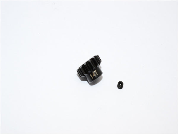 Steel Motor Gear 32 Pitch 14T (3.17mm Hole) For 05/540/360 Motor - 1Pc Set Black