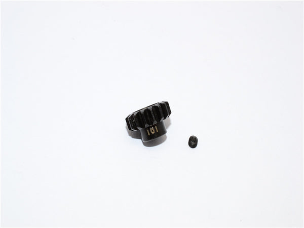 Steel Motor Gear 32 Pitch 16T (3.17mm Hole) For 05/540/360 Motor - 1Pc Set Black
