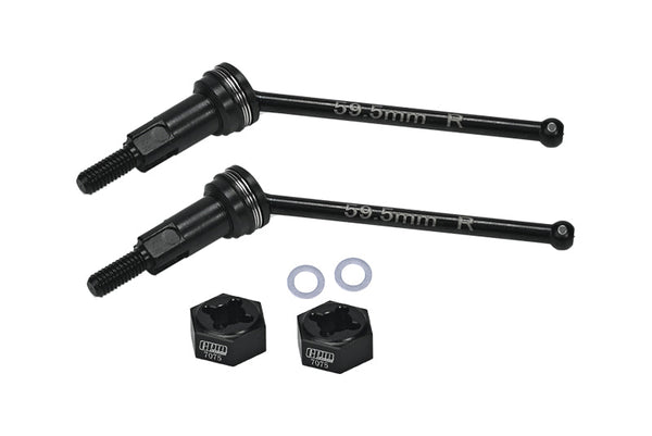 4140 Medium Carbon Steel Rear CVD Drive Shafts With Aluminum 7075 Wheel Hex For Arrma 1/18 GRANITE GROM MEGA 380 Brushed 4X4 Monster Truck ARA2102 Upgrade Parts - Black