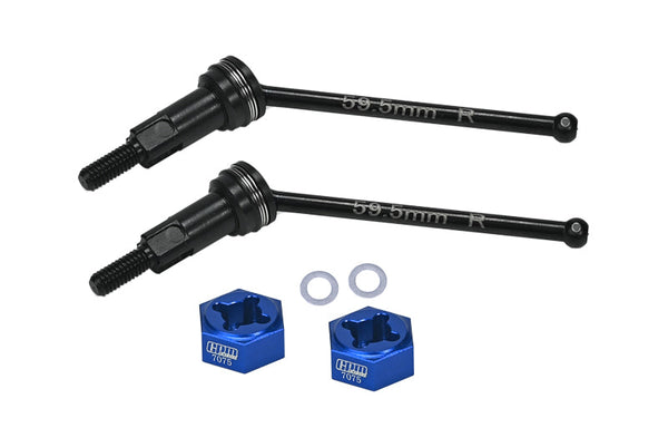 4140 Medium Carbon Steel Rear CVD Drive Shafts With Aluminum 7075 Wheel Hex For Arrma 1/18 GRANITE GROM MEGA 380 Brushed 4X4 Monster Truck ARA2102 Upgrade Parts - Blue