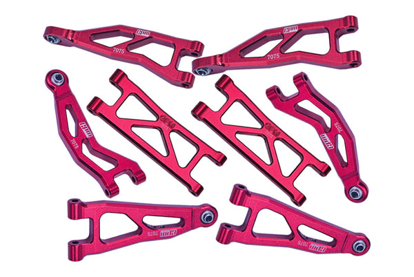 Aluminum 7075 Front And Rear Suspension Arms Set For Arrma 1/18 GRANITE GROM MEGA 380 Brushed 4X4 Monster Truck ARA2102 Upgrade Parts - Red