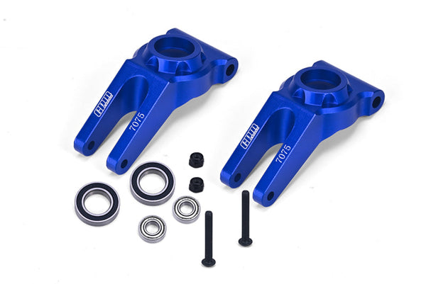 Aluminum 7075 Rear Hub (Larger Inner Bearings) For Arrma 1:10 GORGON / SENTON / VORTEKS / SENTON V3 / BIG ROCK / BIG ROCK V3 / GRANITE / GRANITE V3 / VORTEKS / 1:8 TYPHON Upgrade Parts - Blue