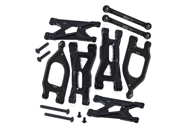 Aluminum 7075 Front Upper & Lower Suspension Arms + Rear Suspension Arms & Link Rod For Arrma 1/10 GORGON 4X2 Mega 550 Brushed Monster Truck-ARA3230 Upgrade Parts - Blue