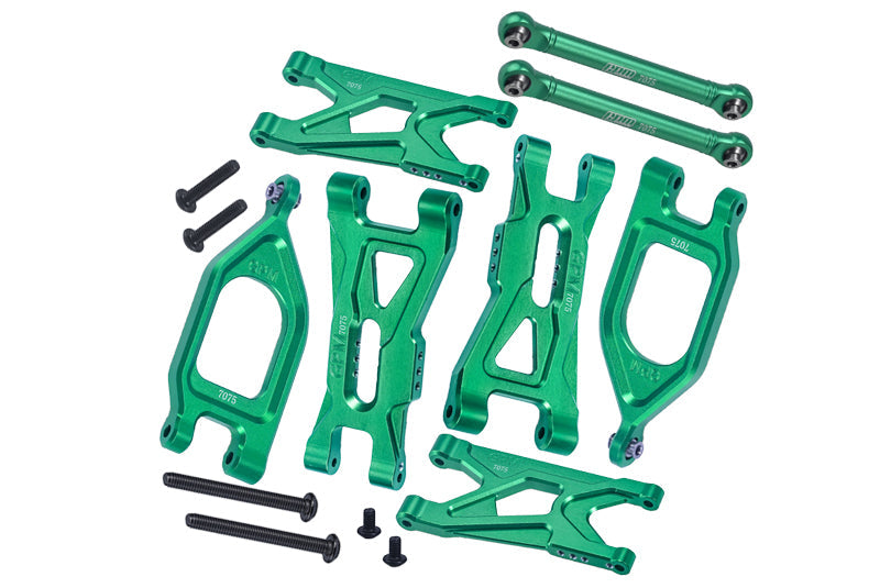 Aluminum 7075 Front Upper & Lower Suspension Arms + Rear Suspension Arms & Link Rod For Arrma 1/10 GORGON 4X2 Mega 550 Brushed Monster Truck-ARA3230 Upgrade Parts - Green