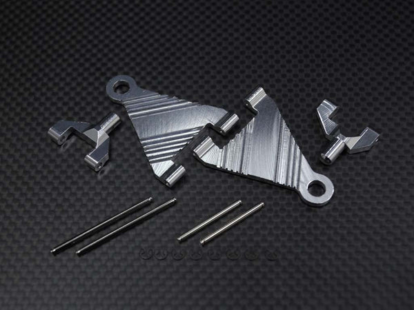 Kyosho Mini Inferno Aluminum Battery Holder With Pins & E-Clips & Aluminum Mounts - 1Pr Set Silver