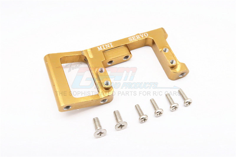 Kyosho Mini Inferno Aluminum Servo Mount With Screws (For Mini Servo) - 1Pc Set Golden Black