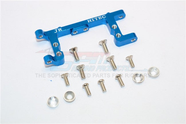 Kyosho Mini Inferno Aluminum Servo Mount With Screws & Shims (For Hitec, Jr Servo) - 1Pc Set Blue