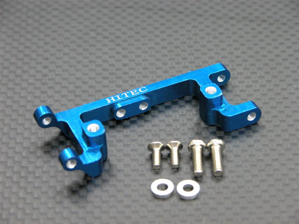 Kyosho Mini Inferno Aluminum Servo Mount With Screws & Shims (For Hitec Servo) - 1Pc Set Blue