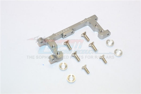 Kyosho Mini Inferno Aluminum Servo Mount With Screws & Shims (For Kopropo, Futaba, Sanwa) - 1Pc Set Gray Silver