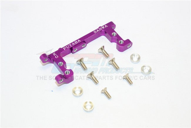 Kyosho Mini Inferno Aluminum Servo Mount With Screws & Shims (For Kopropo, Futaba, Sanwa) - 1Pc Set Purple