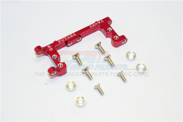 Kyosho Mini Inferno Aluminum Servo Mount With Screws & Shims (For Kopropo, Futaba, Sanwa) - 1Pc Set Red