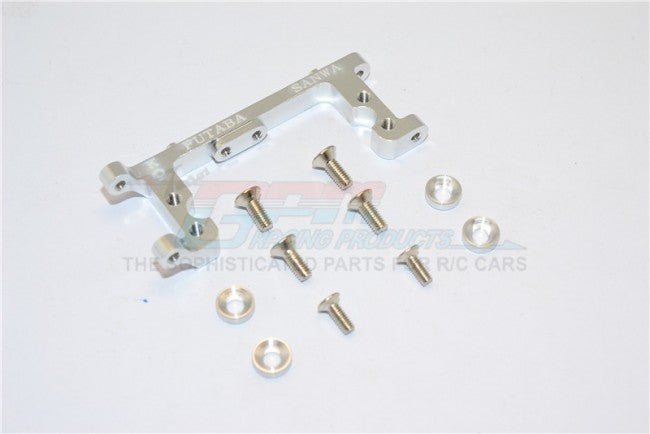 Kyosho Mini Inferno Aluminum Servo Mount With Screws & Shims (For Kopropo, Futaba, Sanwa) - 1Pc Set Silver