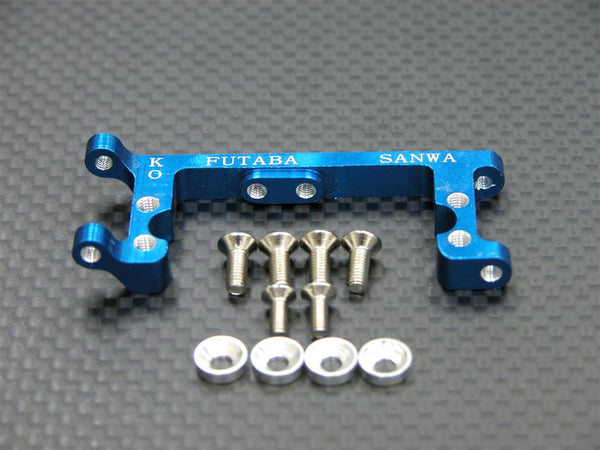 Kyosho Mini Inferno Aluminum Servo Mount With Screws & Shims (For Kopropo, Futaba, Sanwa) - 1Pc Set Blue