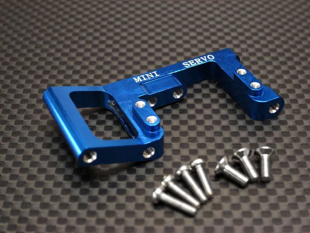 Kyosho Mini Inferno Aluminum Servo Mount With Screws (For Mini Servo) - 1Pc Set Blue