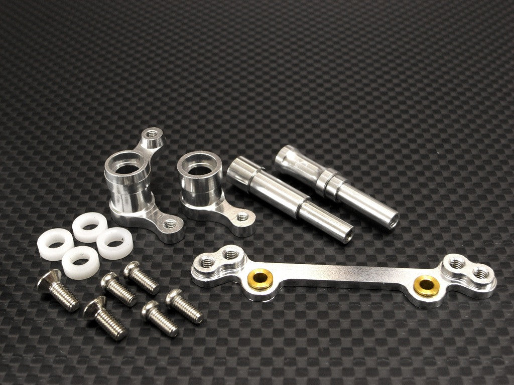 Kyosho Mini Inferno Aluminum Steering Assembly With Screws & Bronze Collars & Steering Posts - 3 Pcs Set Silver